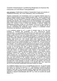 White Paper - Cord Blood Towards Individualized Conditioning in support of the Cord Blood World Europe Congress 2015